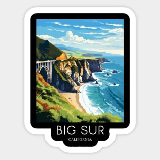 A Pop Art Travel Print of Big Sur - California - US Sticker